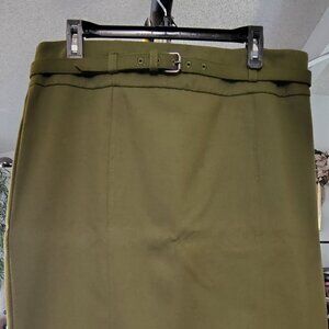 New York & Company Brand | Green Color | Knee Length Skirt  w/ Belt | Size 16